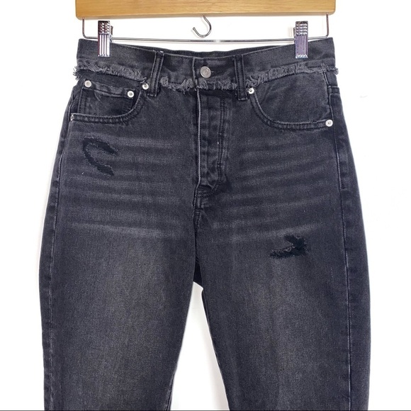 Free People Neon Blonde Black Siren Mom Fit High Rise Distressed Jeans 26 - Picture 7 of 16